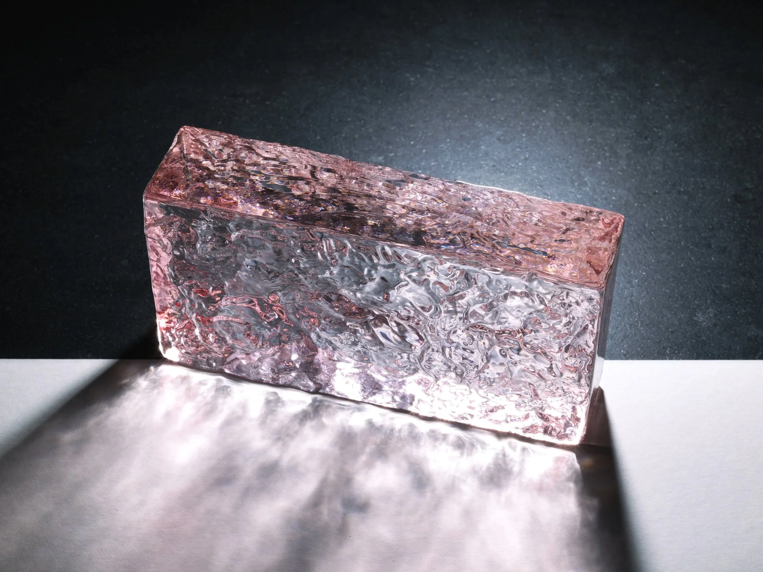 A rectangular solid glass block 