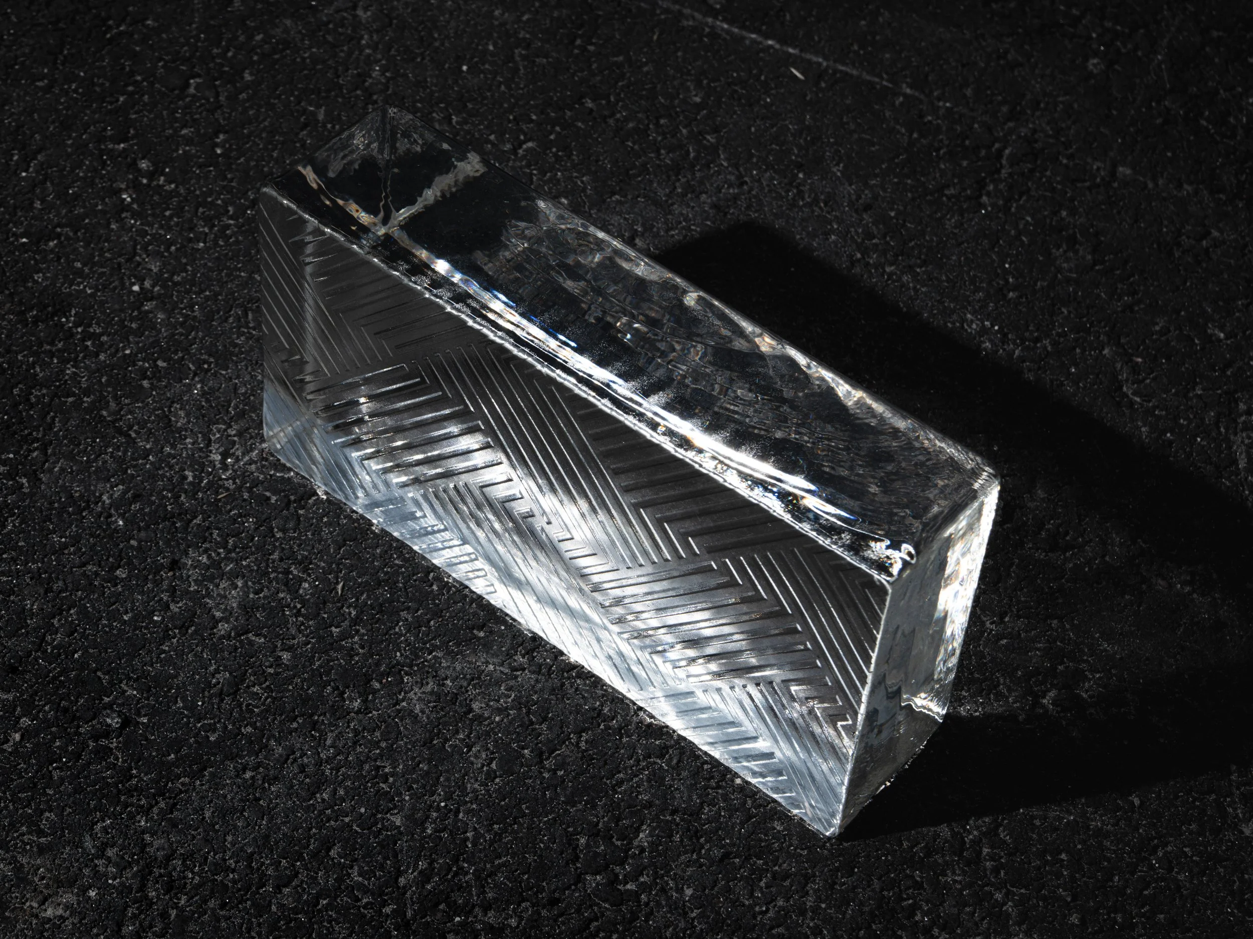 Clear Glass Brick with rectangular pattern