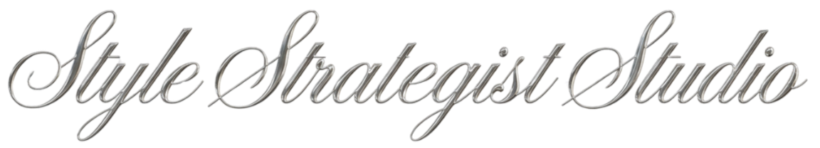 Silver cursive text reading 'Style Strategist Studio' with a yellow highlight underneath.
