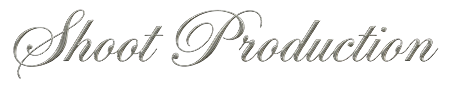 Text reading 'Shoot Production' written in a decorative silver script font.