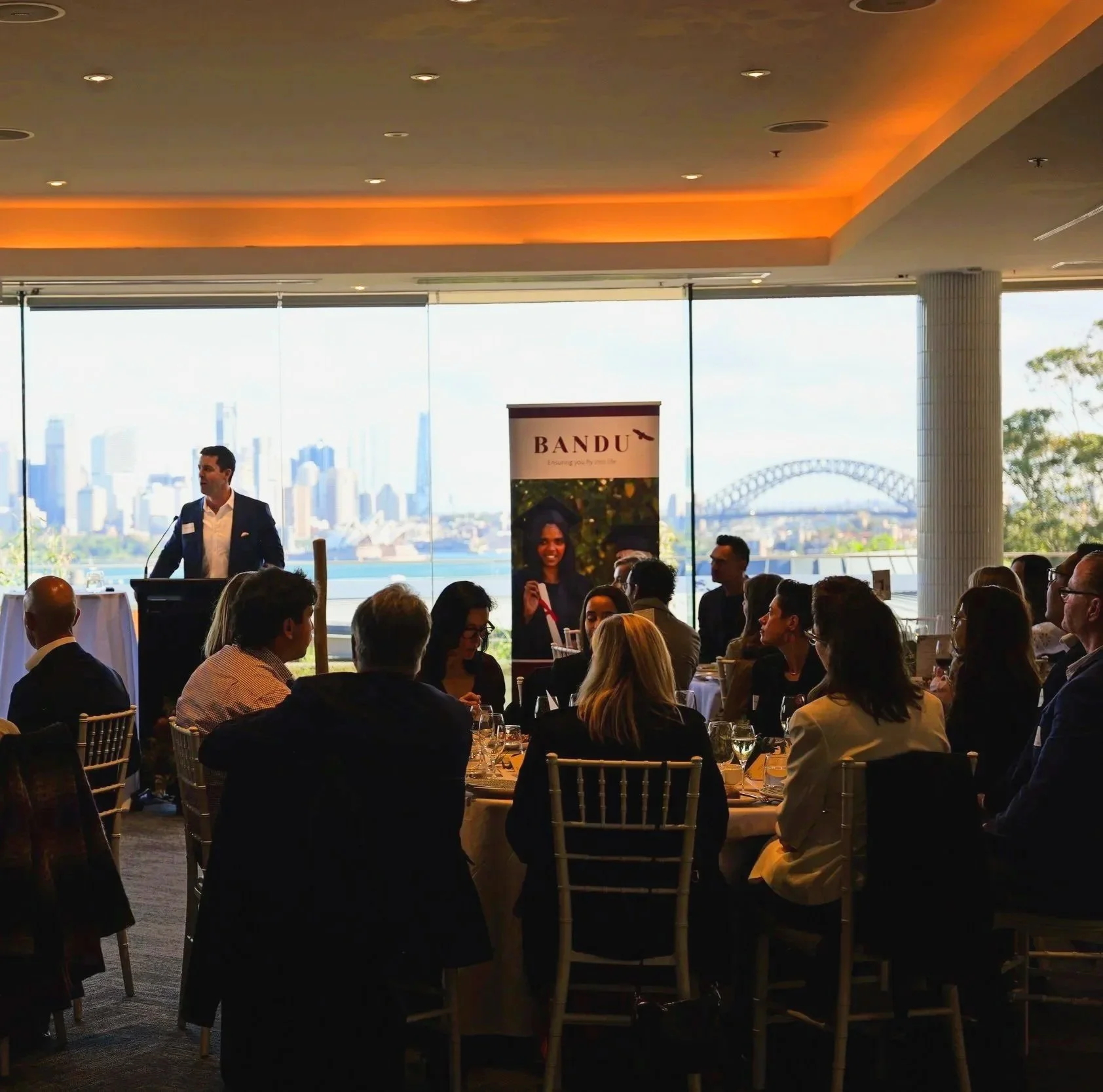 Founder speaking at NAIDOC week lunch presenting to donors, supporters and participants of Bandu.