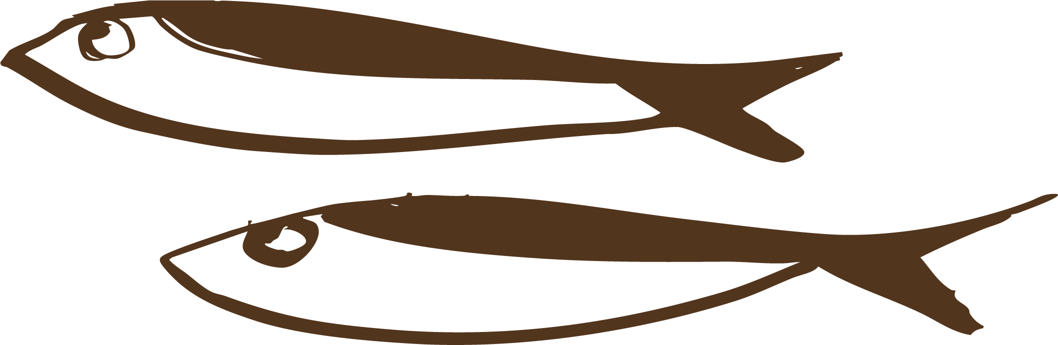 Illustration of two brown fish facing opposite directions.