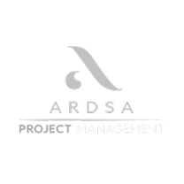 Logo with stylized 'L' and a pin, with text 'ARSA PROJECT MANAGEMENT'.