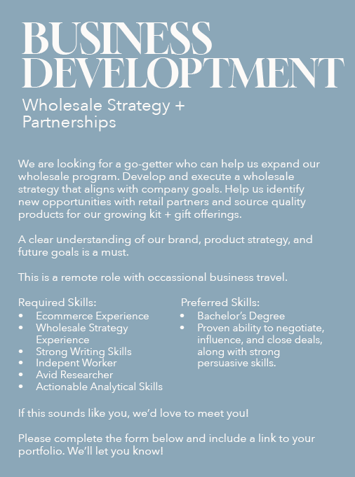 Open Business Development position.
