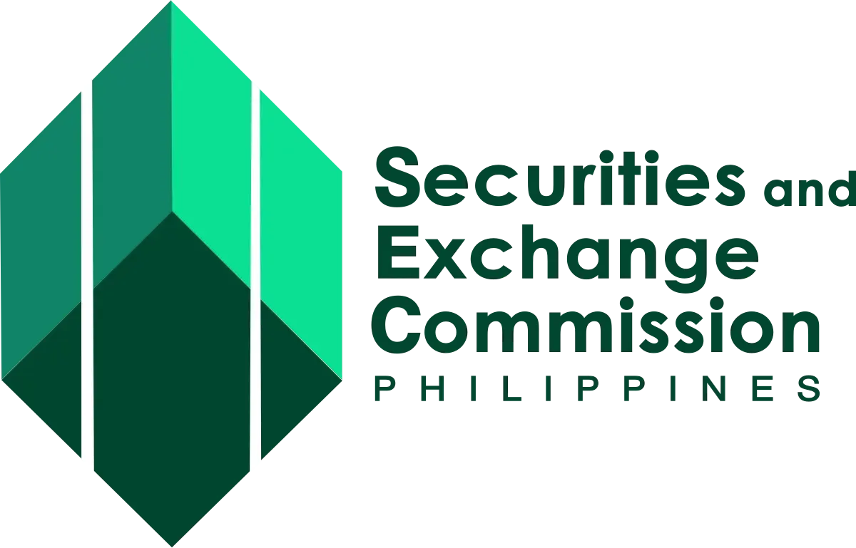 Logo of the Securities and Exchange Commission Philippines, featuring a stylized geometric green emblem and the organization's name in black and green text.