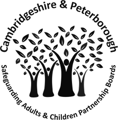 Logo featuring three trees with leaves, surrounded by text reading 'Cambridgeshire & Peterborough' and 'Safeguarding Adults & Children Partnership Boards' in a circular layout.