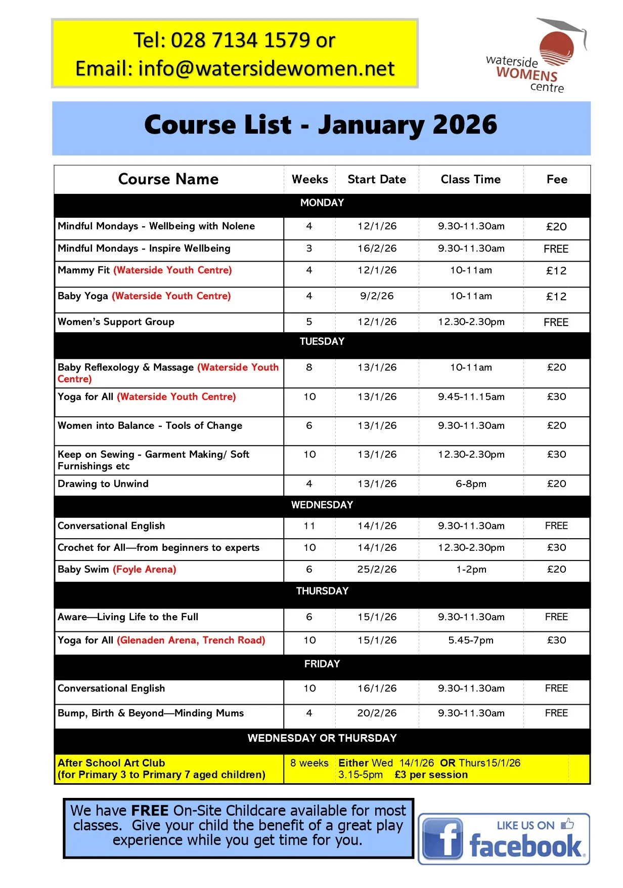I know it's not even Christmas but you'll thank me later!!
Our new courses for January are ready to book - take a look and when you have a quiet moment email or leave a message about what you're interested in and we'll get back to you. 
📞📱Tel: 028 