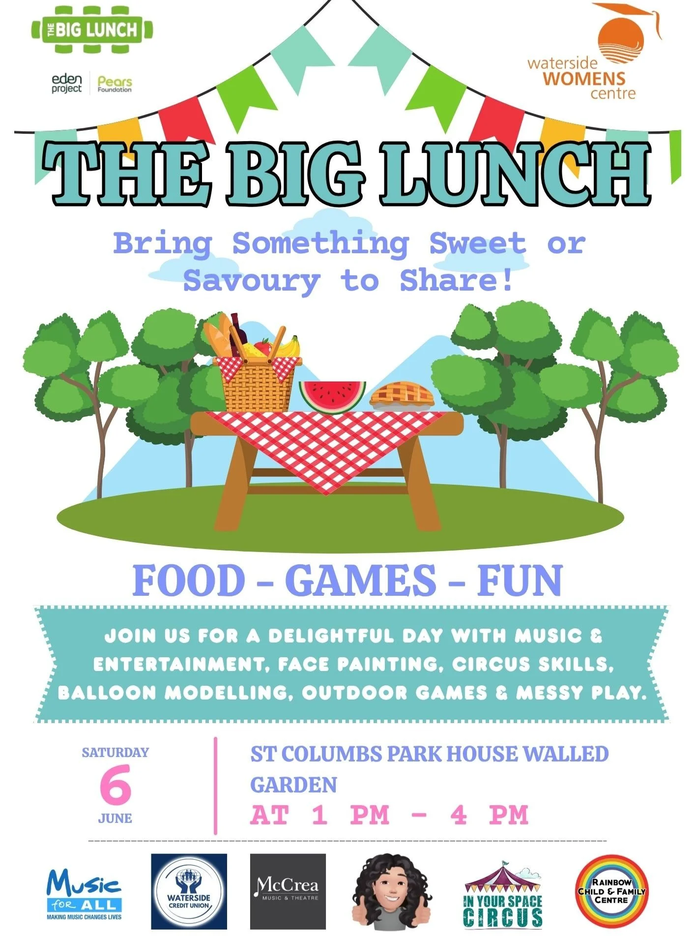 Join us on the 6th of June at St Columbs Park for a family fun day and community picnic with The Big Lunch Northern Ireland! All you need to do is bring something to contribute to the shared lunch. We're so excited! 

Thank you to everyone who has he
