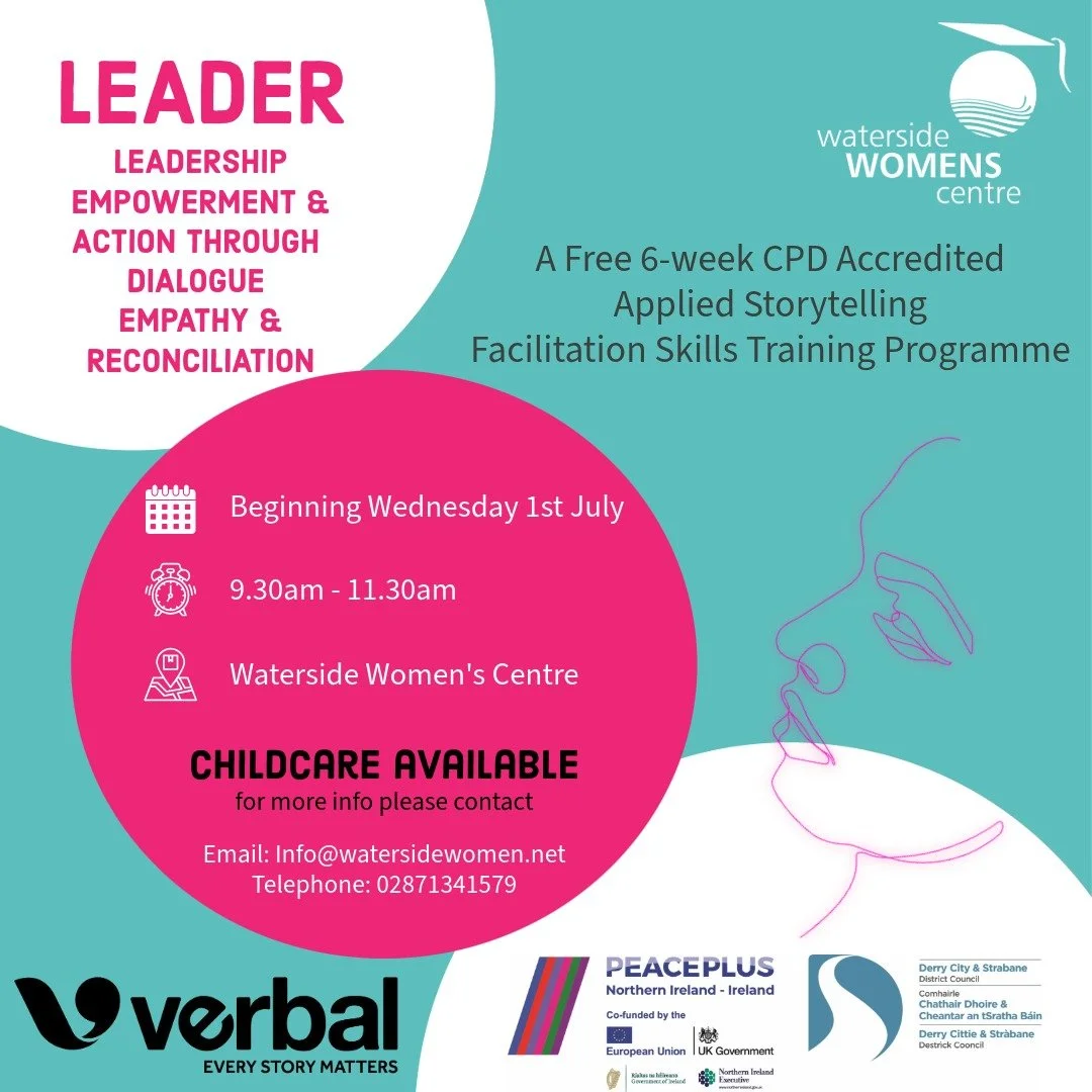 Waterside Women's Centre is proud to partner with @verbalarts to offer a 6 week accredited facilitation skills programme starting in July. 

To book, email info@watersidewomen.net or call 02871341579.

Limited free creche places available.