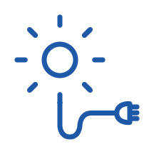 An icon of a solar power symbol with a plug