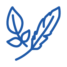 Simple line drawing of a leaf and a feather