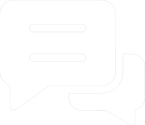 Icon of two overlapping speech bubbles, one with horizontal lines indicating text.