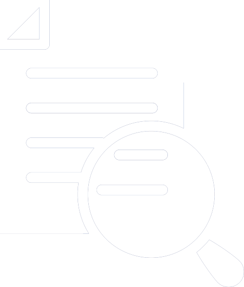 Icon of a document with a magnifying glass examining text.