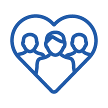 Outline of three people inside a heart