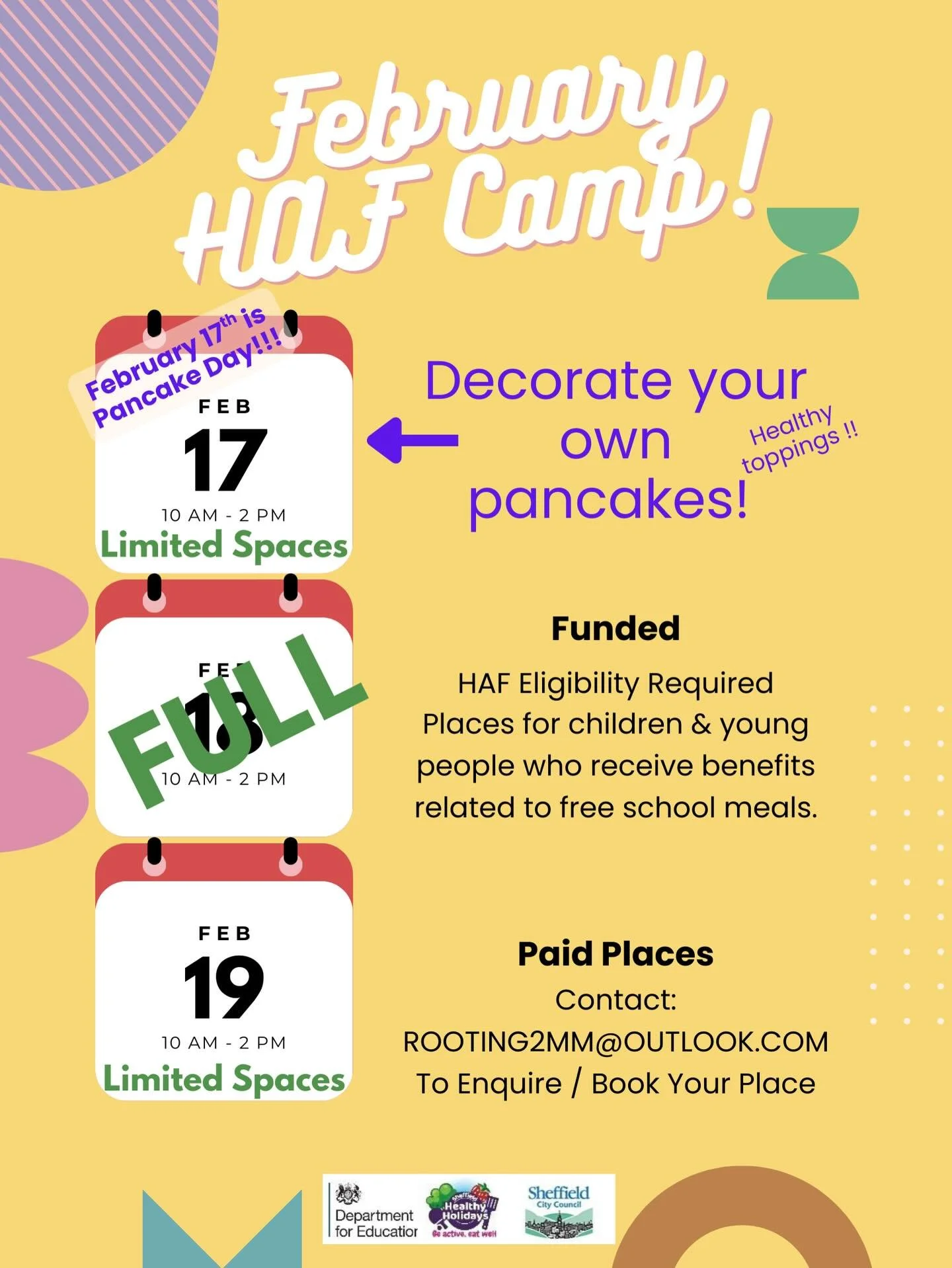 Half Term is Here!! 🎉

Still looking for something fun to do this week? Join us Tomorrow or Thursday for buckets of fun! 🤩 

📍Birley Moor Garden Centre
🗓️Tuesday 17th February - Thursday 19th February
⏰ 10:00 - 14:00
‼️Free HAF spaces available
‼