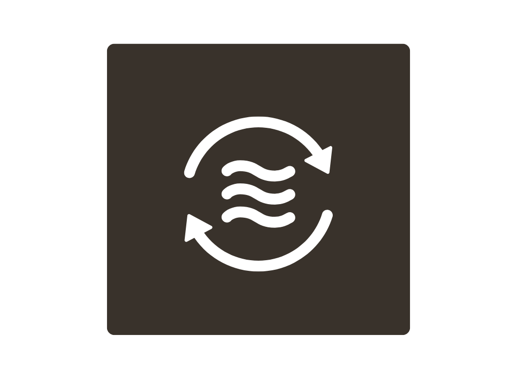 Icône représentant la purification ou la filtration de l'eau avec des flèches circulaires