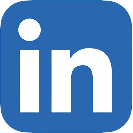 LinkedIn logo with white lowercase 'in' on a blue square background