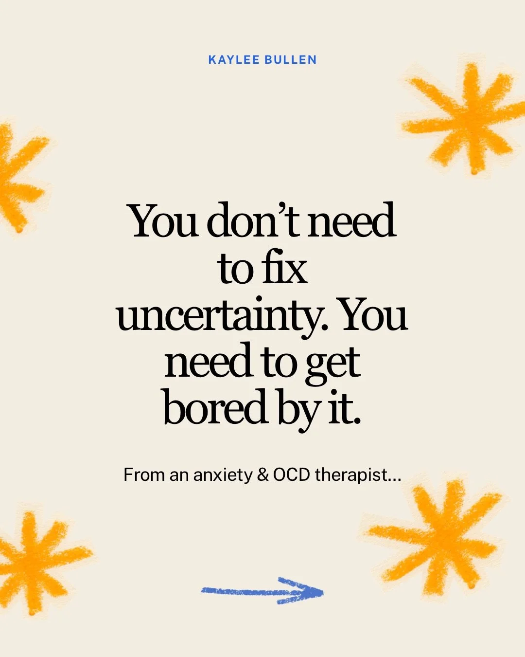 Im always asked &ldquo;what to do with the uncertainty?&rdquo; And my answer is&hellip; learn tot eat bored by it. It&rsquo;s not easy &amp; it&rsquo;s not always fun, but it can be life-changing. 

❣️ share this post with someone struggling to sit i