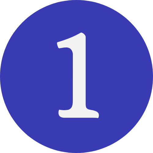 Blue circular icon with a white number one in the center.