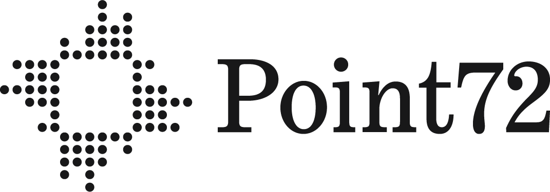 A pixelated logo with the text "Point72" next to a dotted geometric symbol.