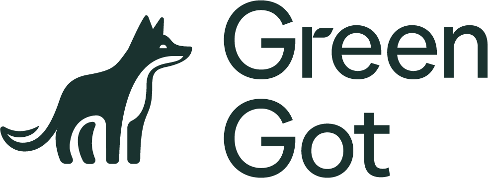Logo featuring a stylized dog head and the text 'Green Got'.