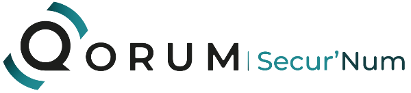 Logo of Corum SecurNum with black and blue design elements.