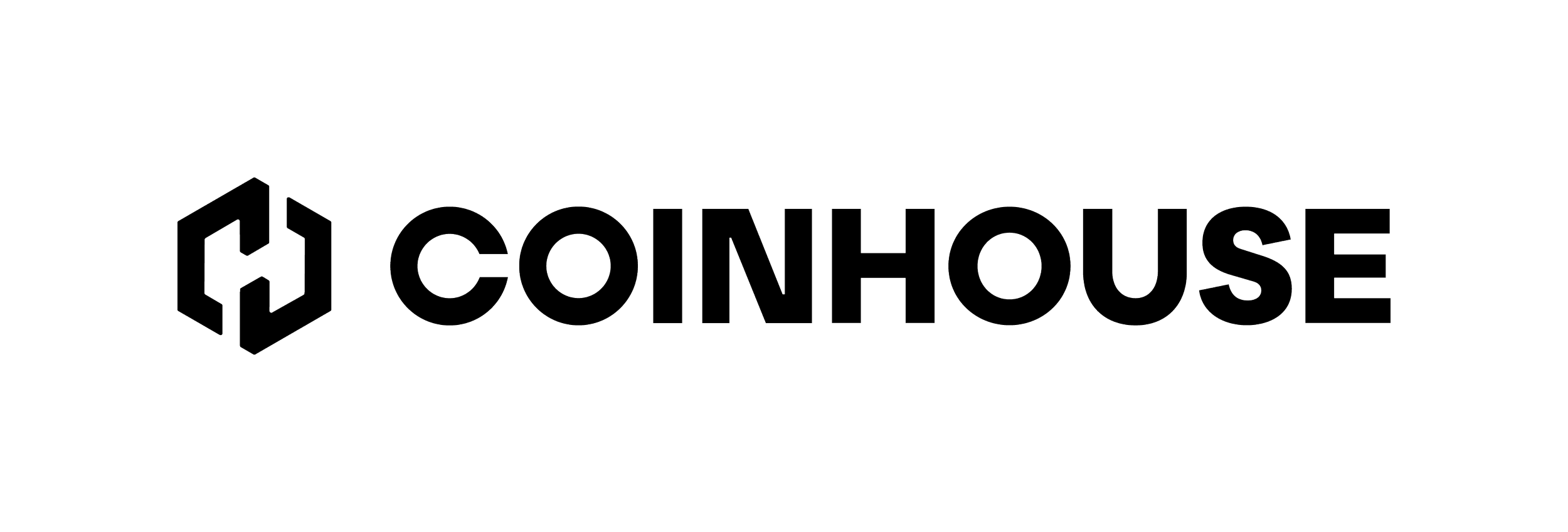 Coinhouse logo with a hexagonal icon and the word 'COINHOUSE' in bold uppercase letters