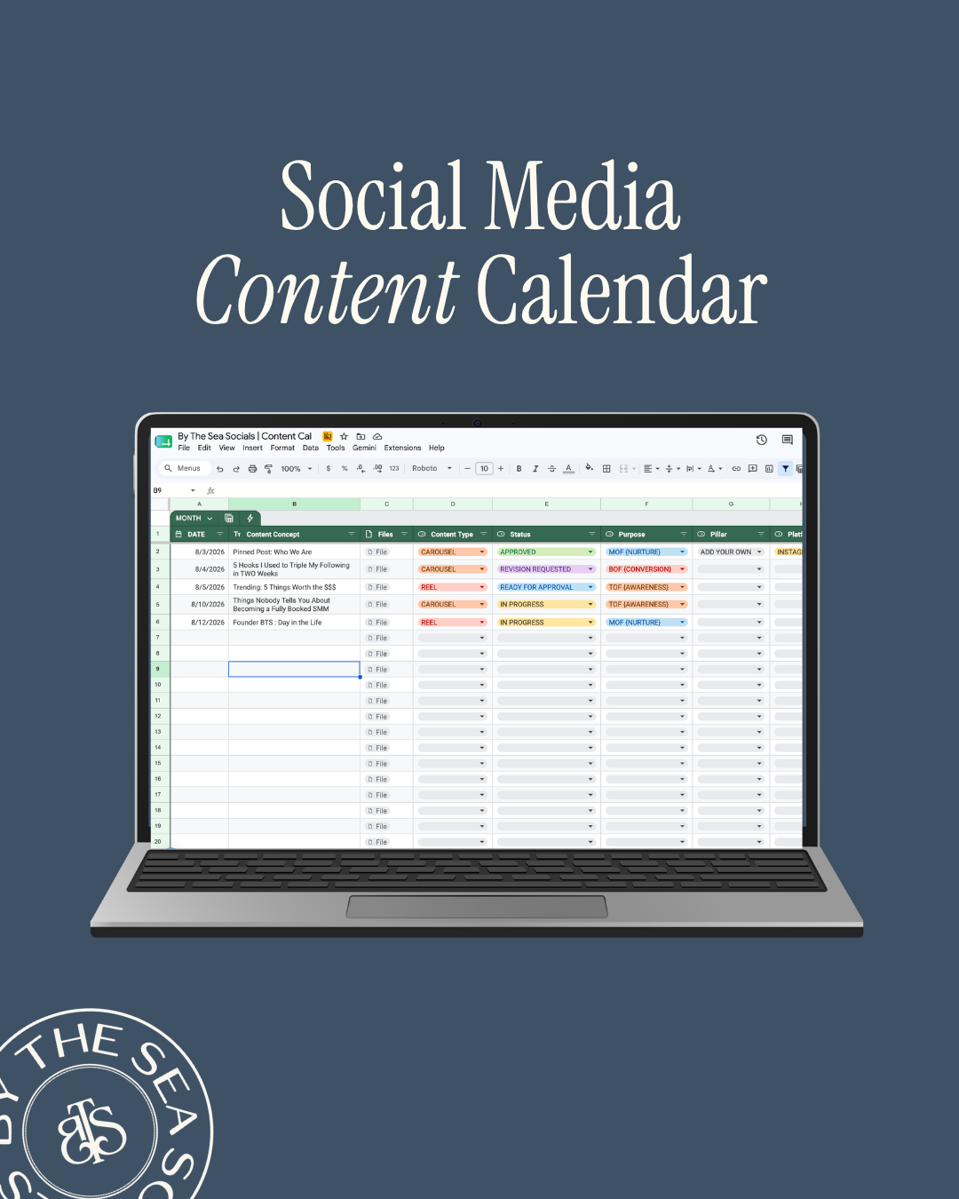 Content Calendar {GOOGLE SHEETS Template}