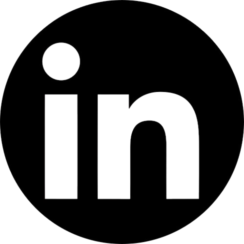 LinkedIn logo in black and white.