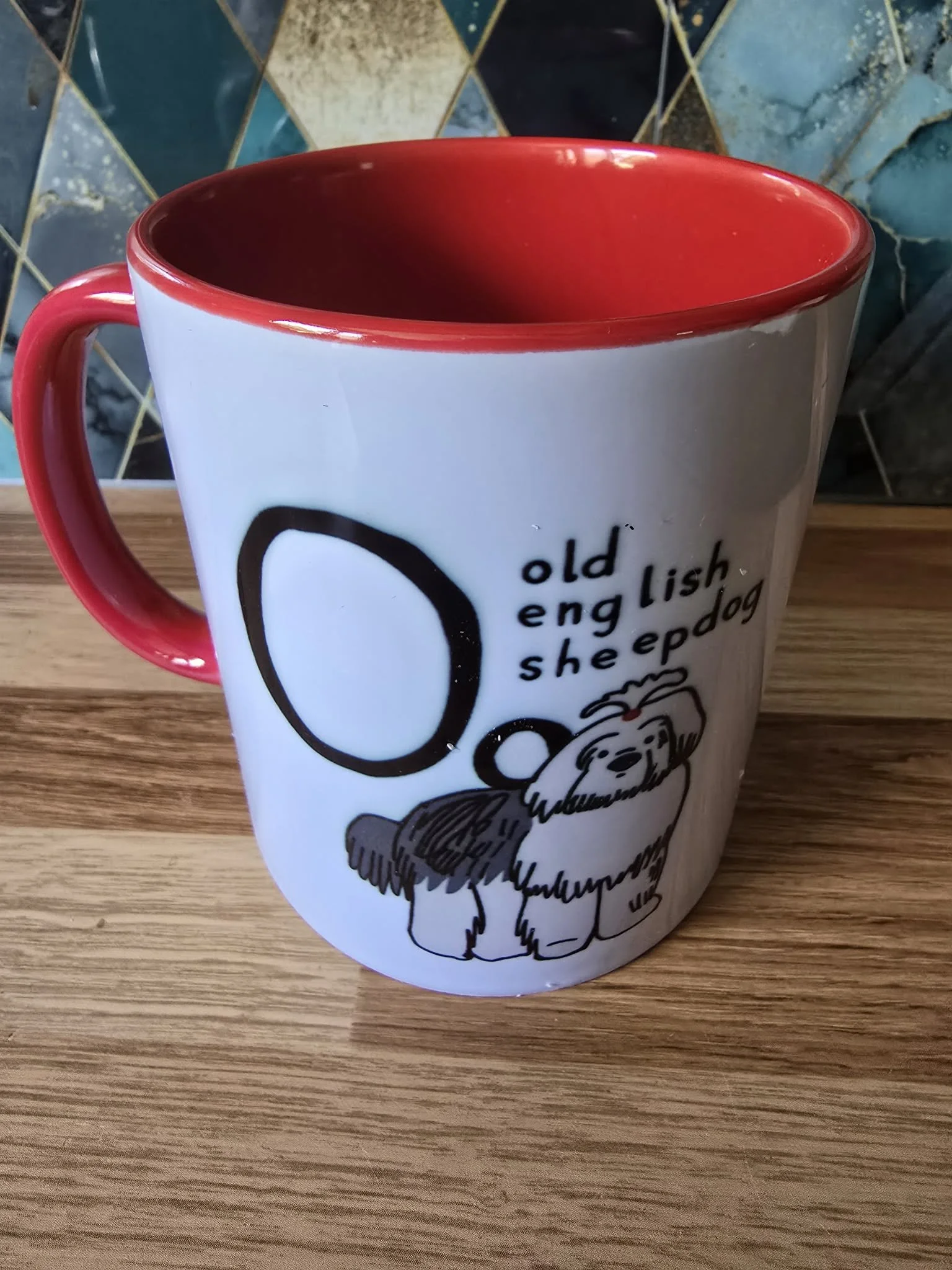 Red Old English Sheepdog Mug