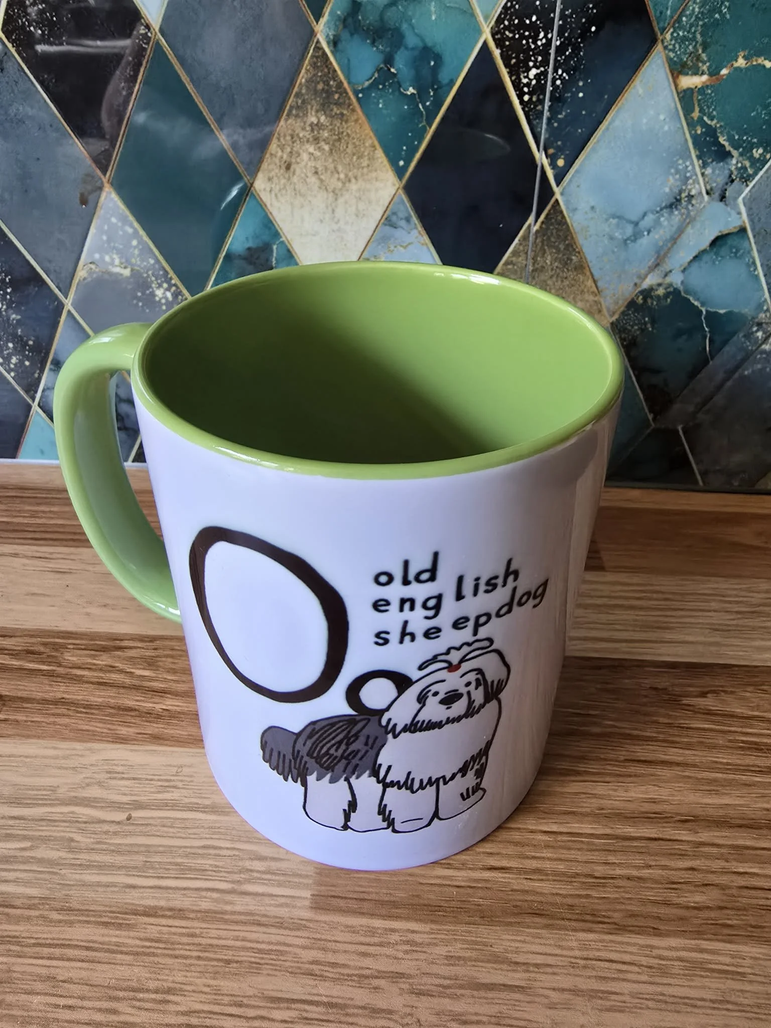 Green Old English Sheepdog Mug