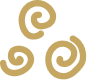 Three beige swirls on a white background.
