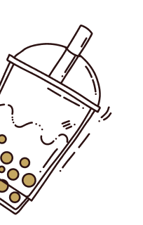 Outlined illustration of a cold beverage in a cup with a straw and a dome lid