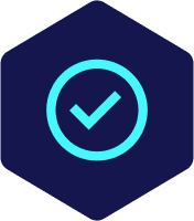 check icon in color cyan on a dark purple background