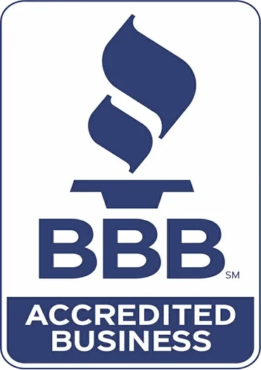 Better Business Bureau accredited business logo with a flame above the BBB initials and the words 'ACCREDITED BUSINESS' underneath.