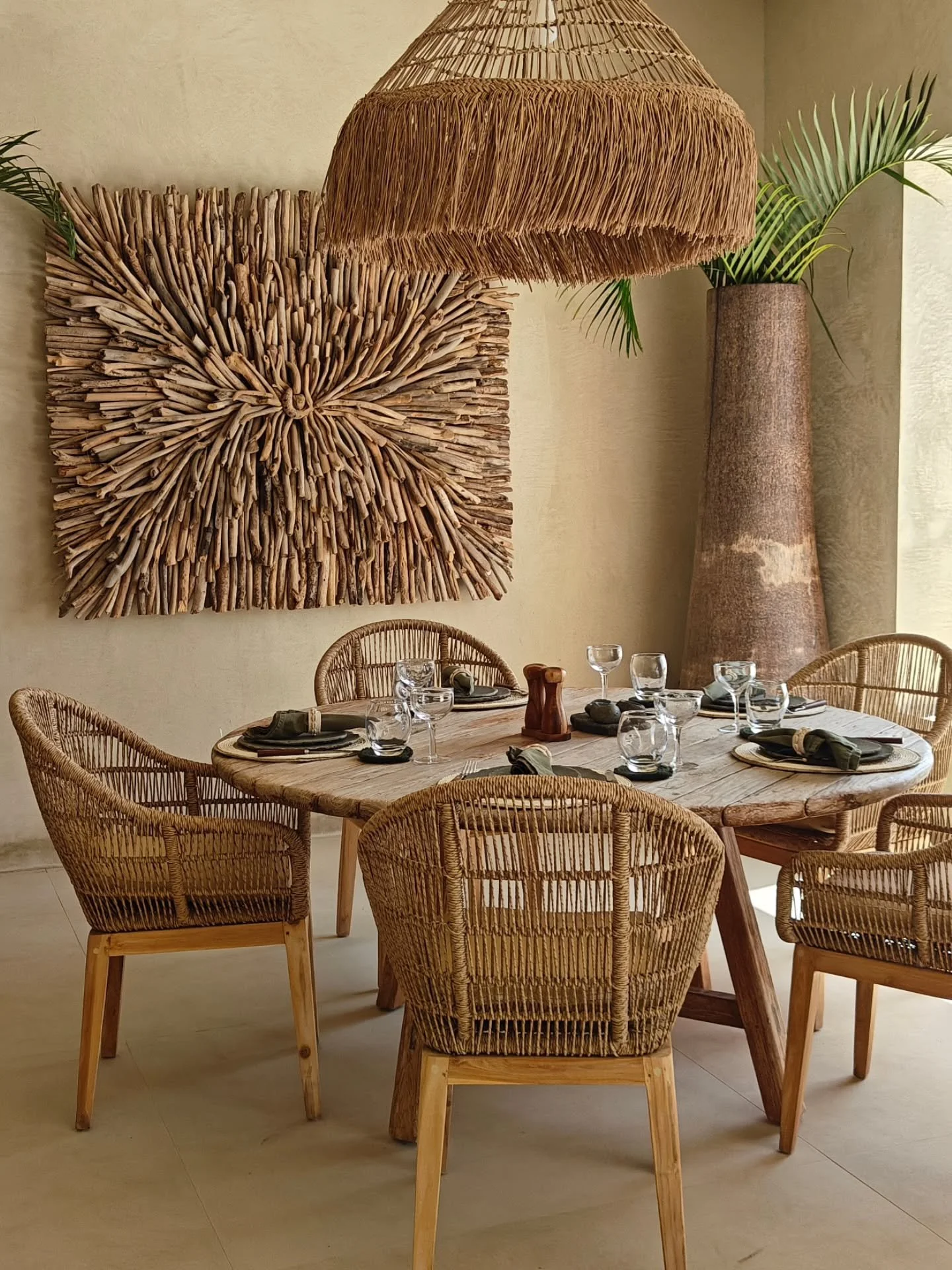 This Pool Lounge is a relaxed hang out spot to spend your days in the shade, when the afternoon sun hits too hard. 

All furniture and decoration is handmade in Indonesia specifically for our project. We shipped 5 x 40'ft containers from Java to Sain