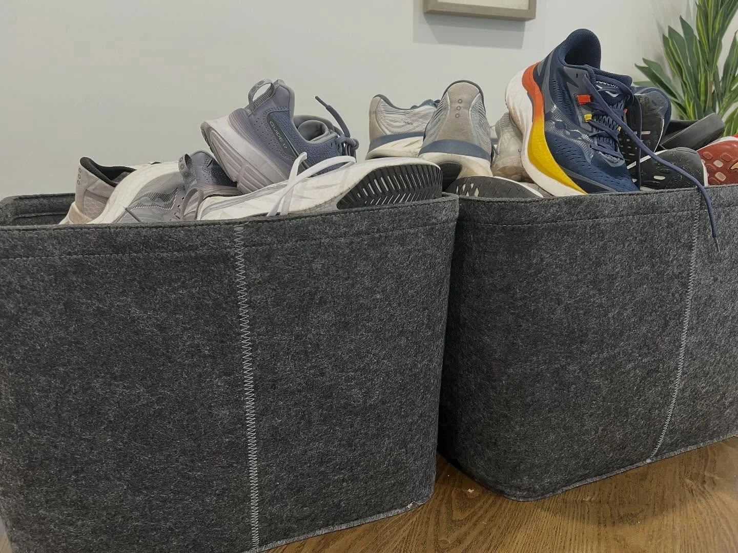 These are but just a couple of bins full of running shoes  that are currently on rotation. I don&rsquo;t even want to think about the numerous other pairs that are in a closet downstairs that have since been retired.

We have always wondered what use
