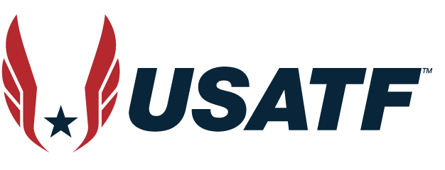 USATF logo with red stylized wings and a blue star in the center.