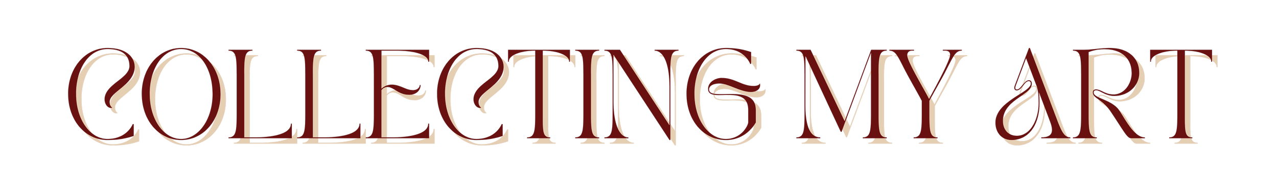 Text that reads 'Collecting My Art' in a decorative font with a black background.