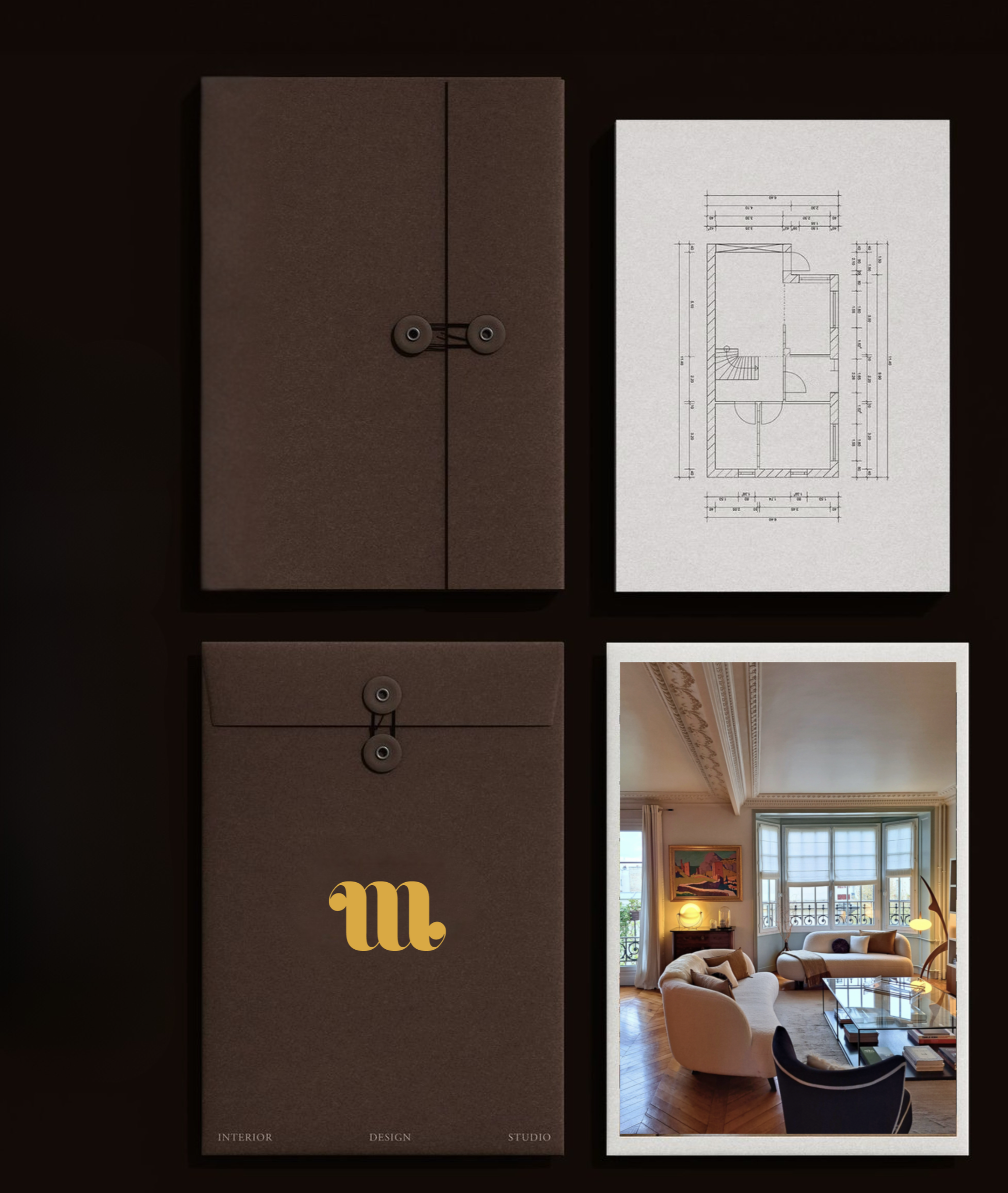 Photo d'un dossier de rendu d'architecte avec plan et photo de design d'intérieur