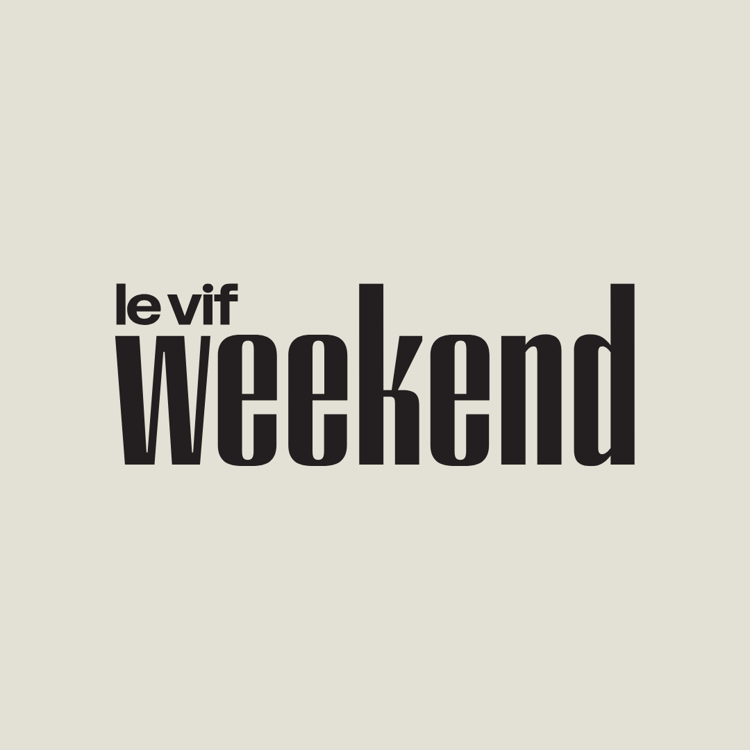 Logo avec le texte 'le vif weekend' en noir sur un fond clair