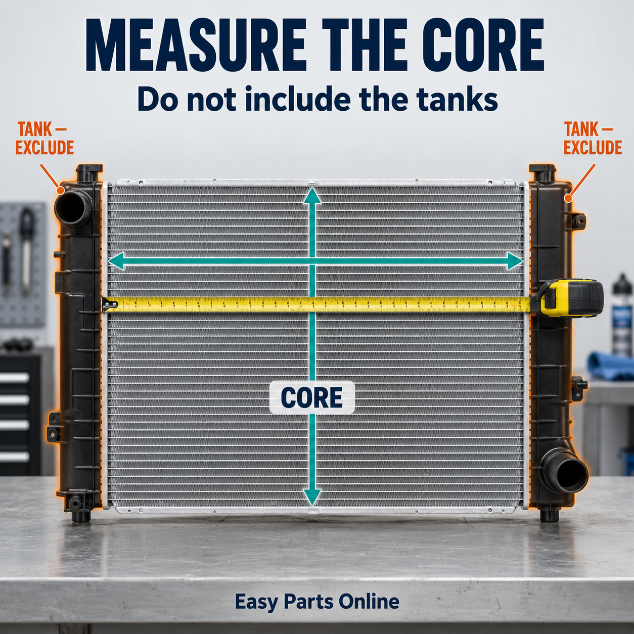 Single Sided Radiator How to Measure a Radiator Core | Easy Parts Online — Easy Parts Online