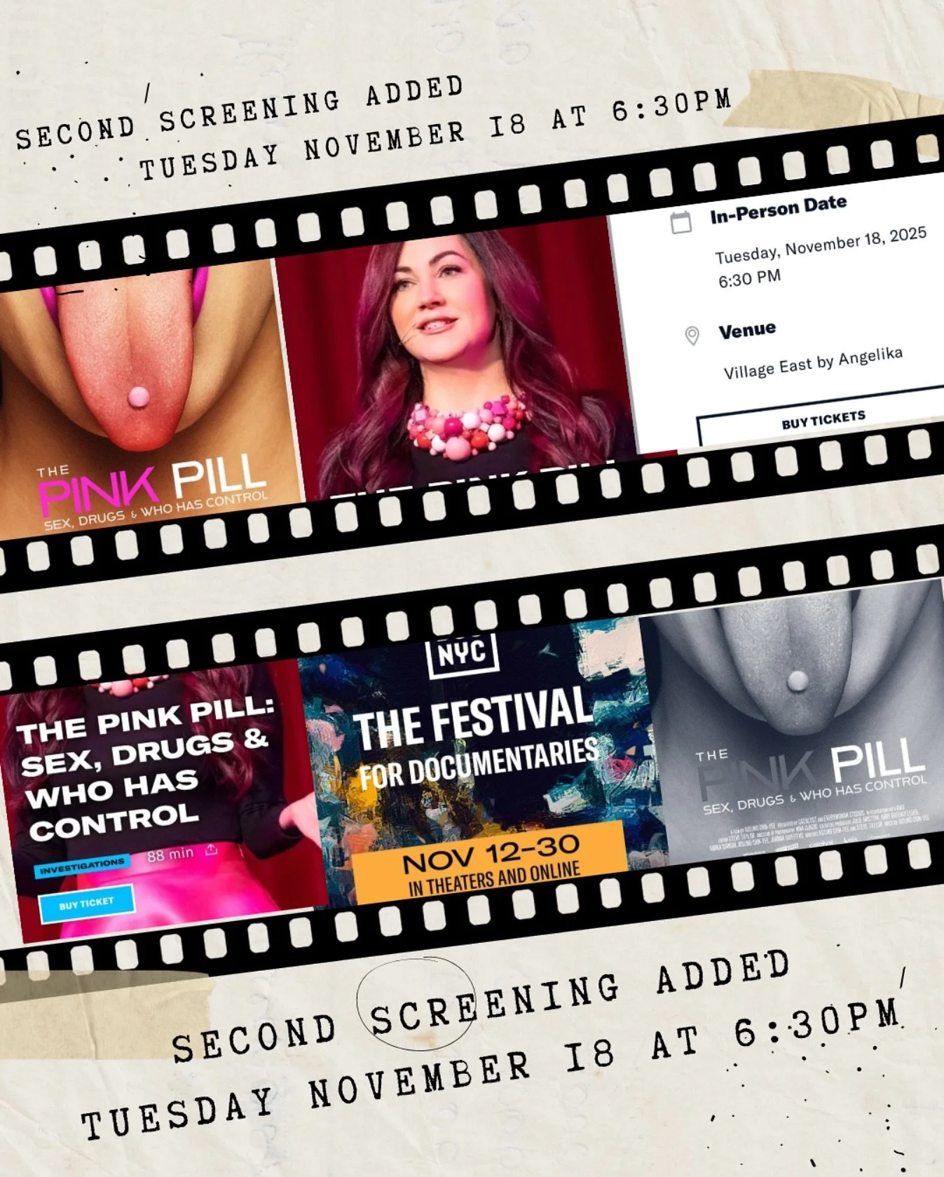 🥳 A second screening to our World Premiere of The Pink Pill documentary has been added @docnycfest on Tuesday, November 18 at 6:30pm. 

🎟️ Ticket link in bio. 

🩷🎥✨