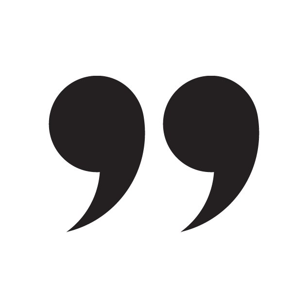 Quotation marks icon on a black background