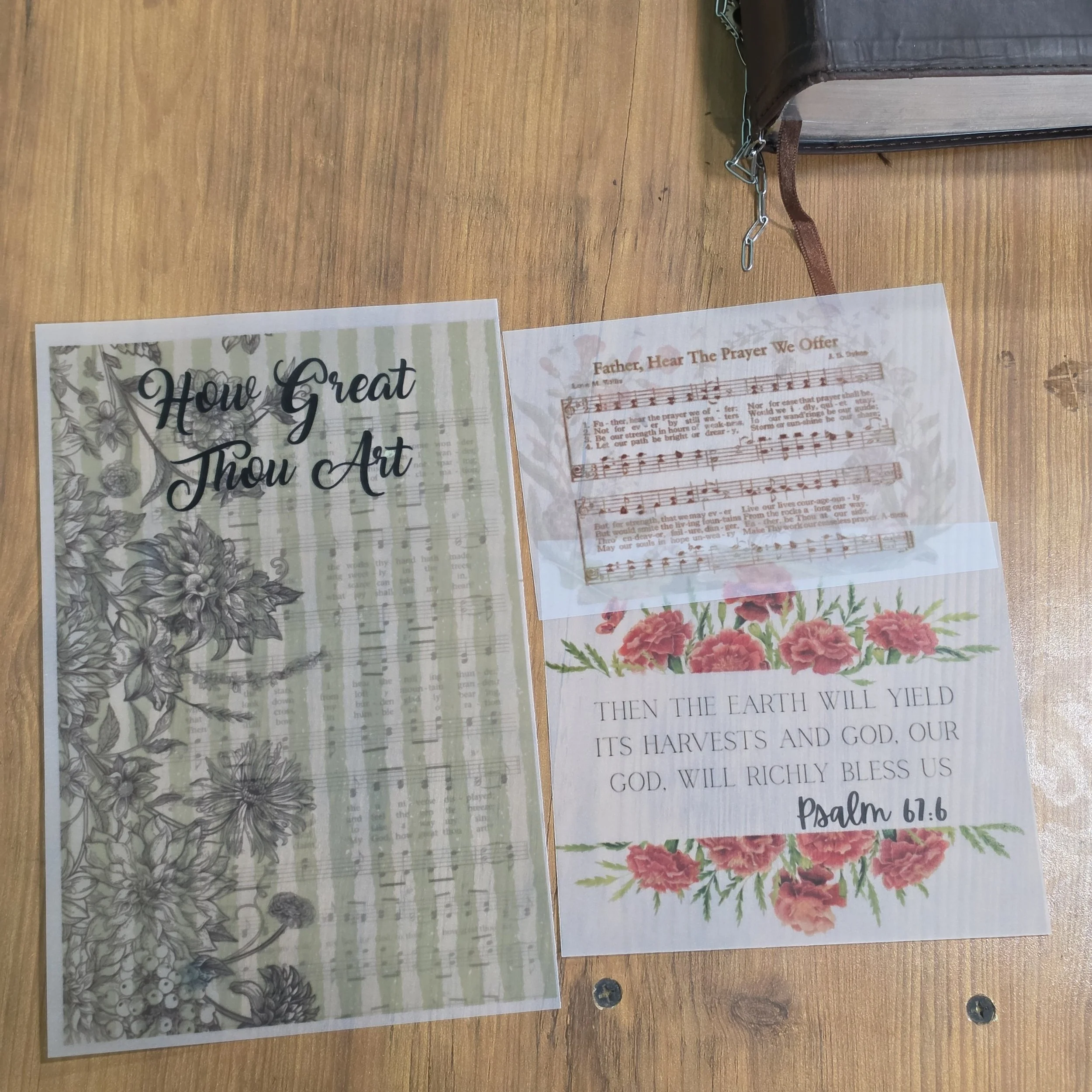 Vintage How Great Thou Art inspired Vellum Bible Tip-Ins