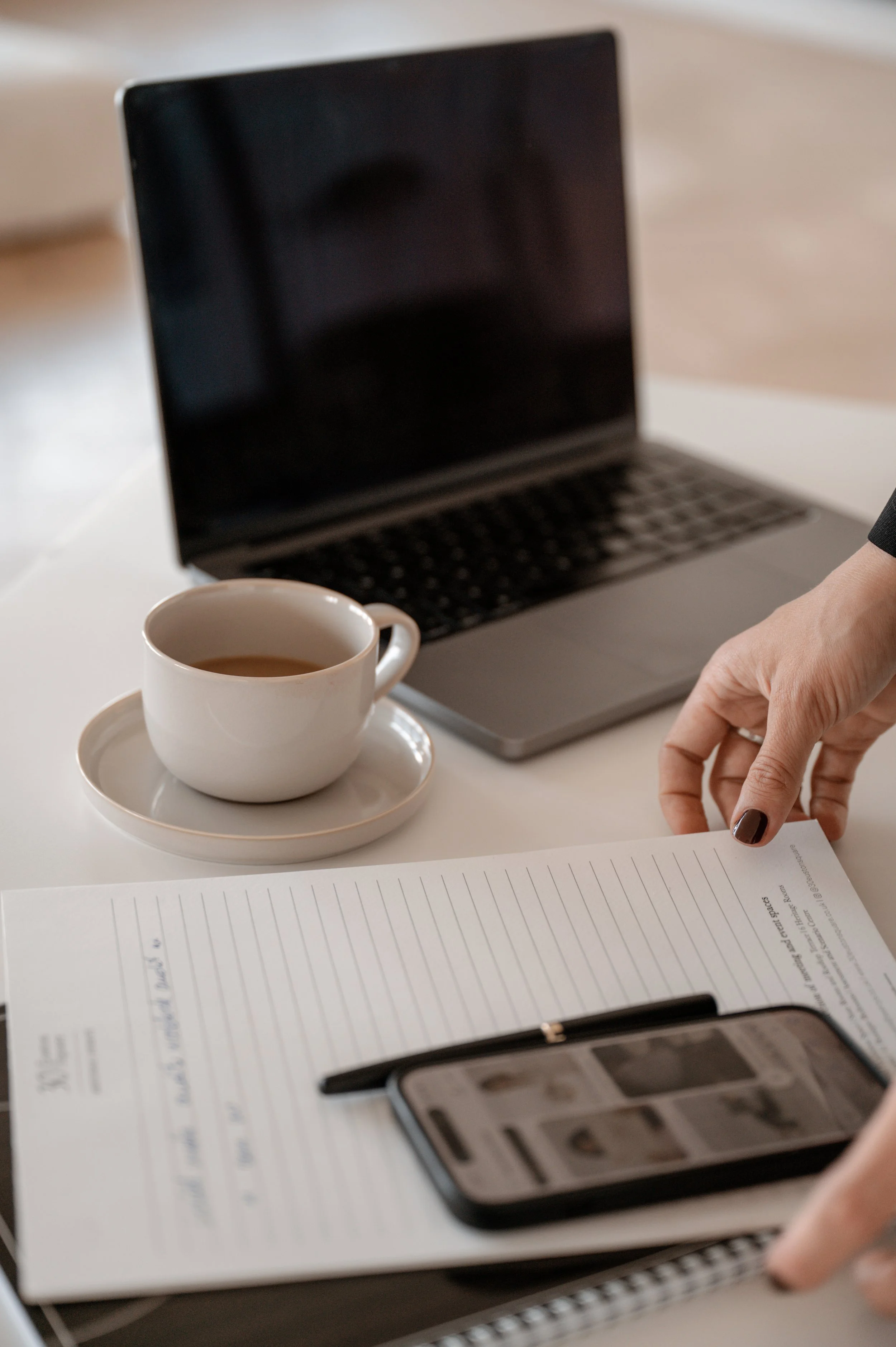 Laptop, notebook and coffee