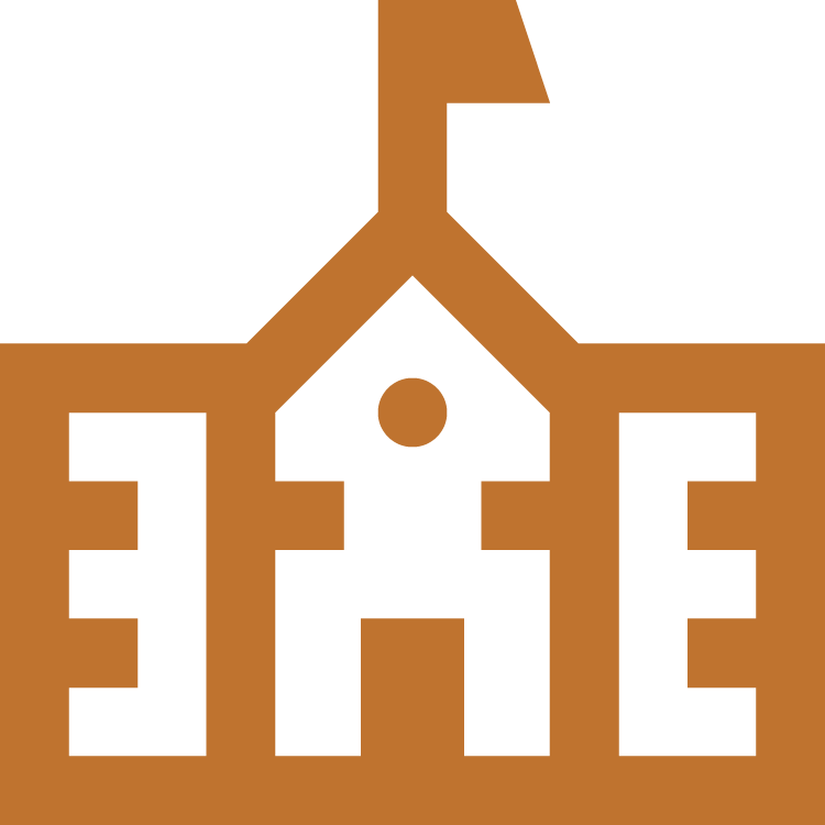 Graphic depiction of the word "HOME" with the roof of a house shape forming the letter "O" in brown and black colors.