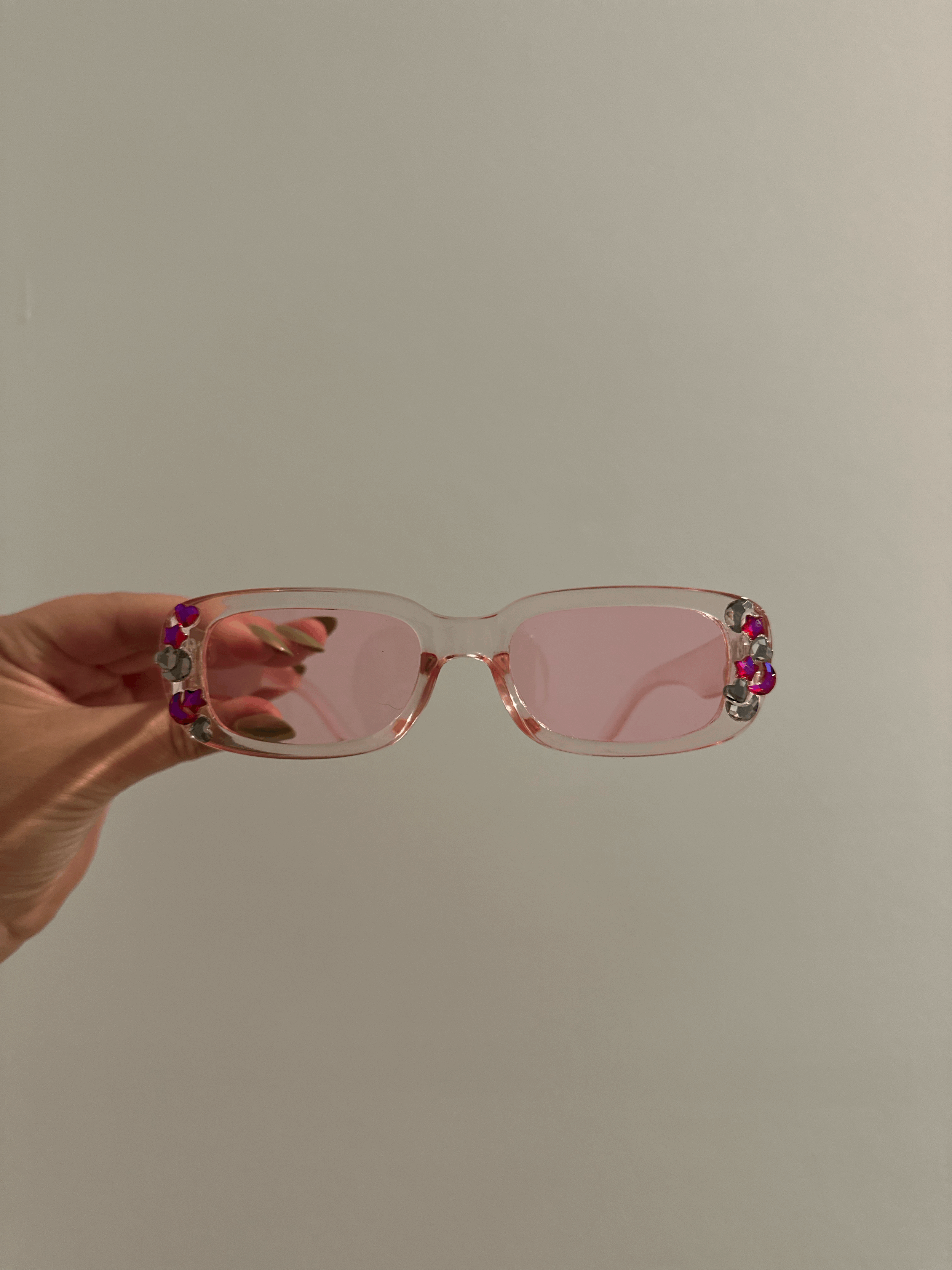 Glass Rhinestone Pink Sunnies