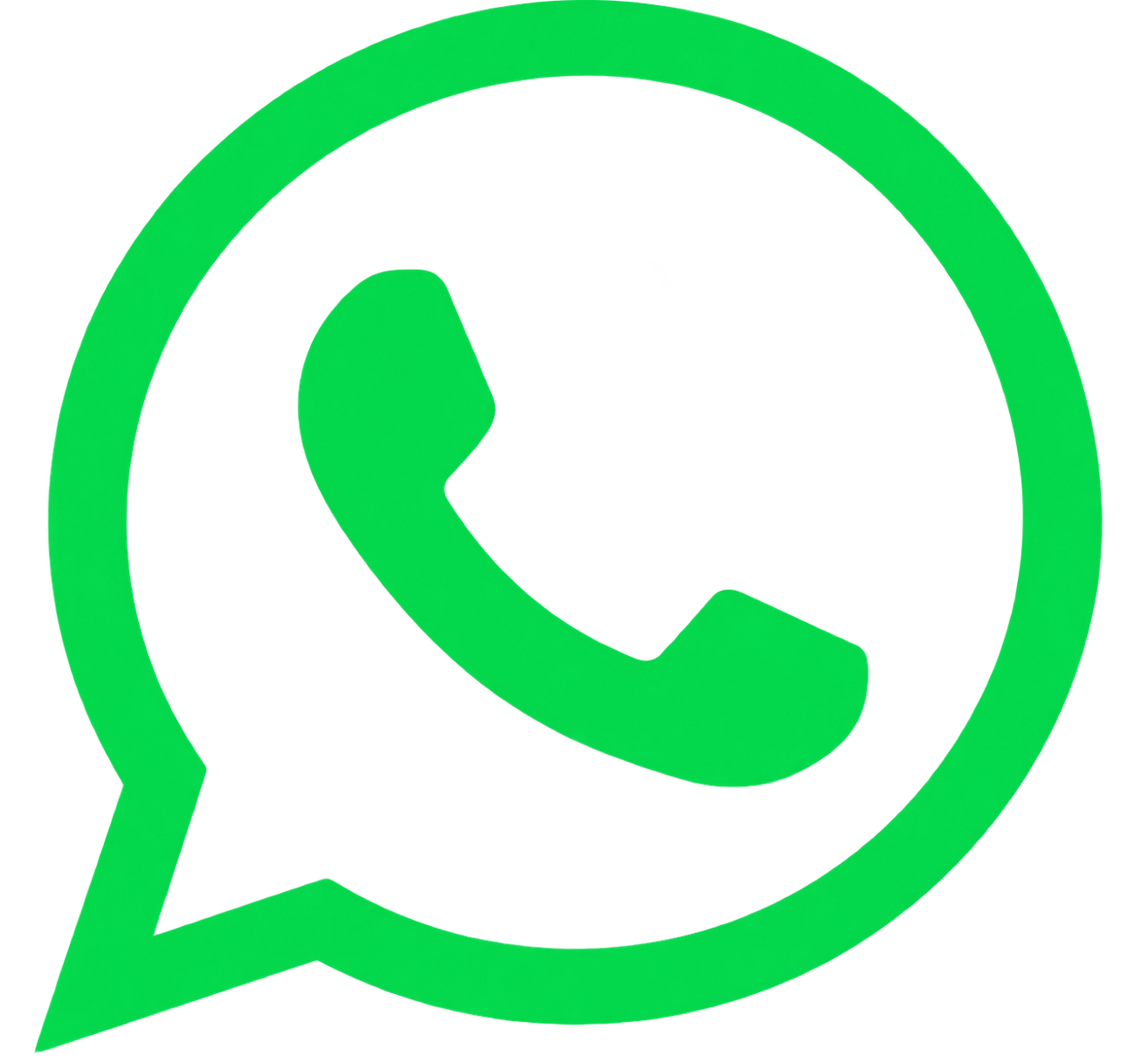 A green WhatsApp logo with a speech bubble and telephone receiver icon inside.