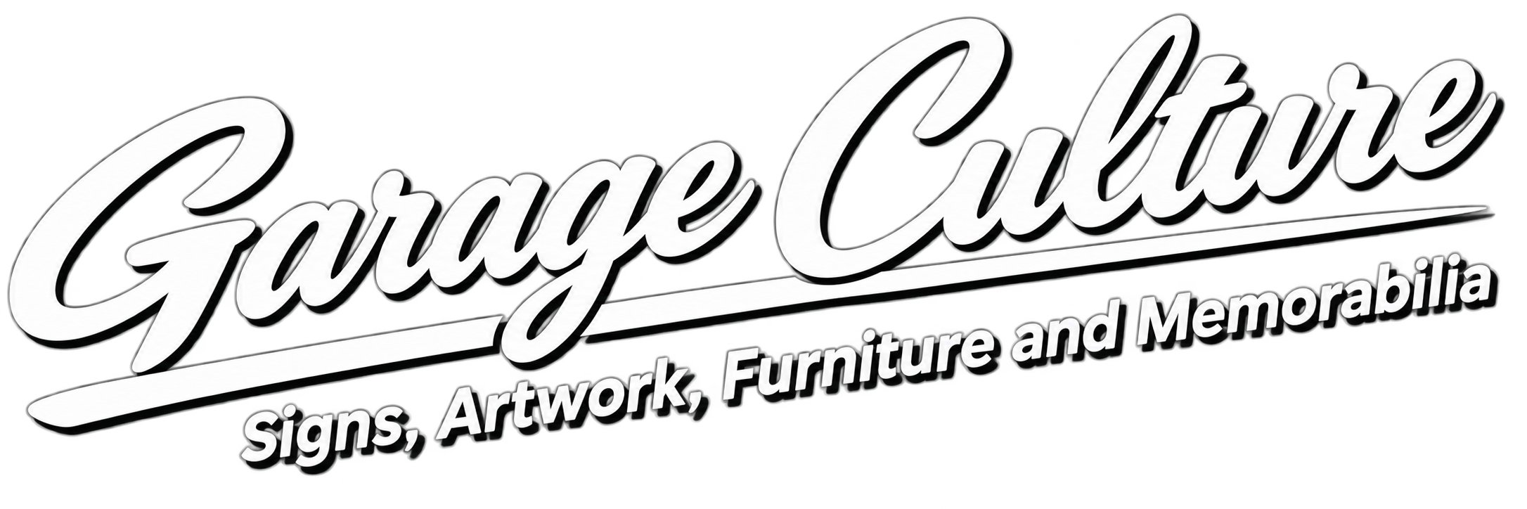 Gray and white logo for Garay Creations with the text "Signs, Artwork, Furniture and Memorabilia"